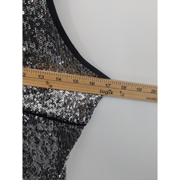 Free People James Sequin Top Womens Medium Silver Black Sparkle Party Night Out‎ - Picture 8 of 9